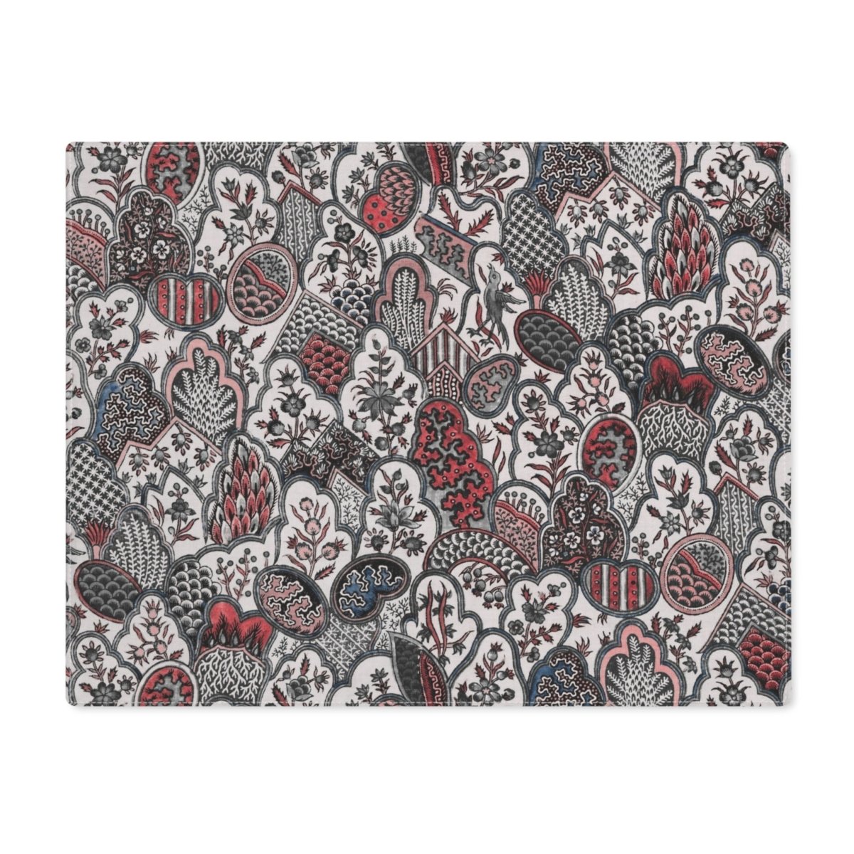 Patchwork Forest in Black, White and Red | Placemat - Cotton Twill Placemat - Piccolo Fiore Prints