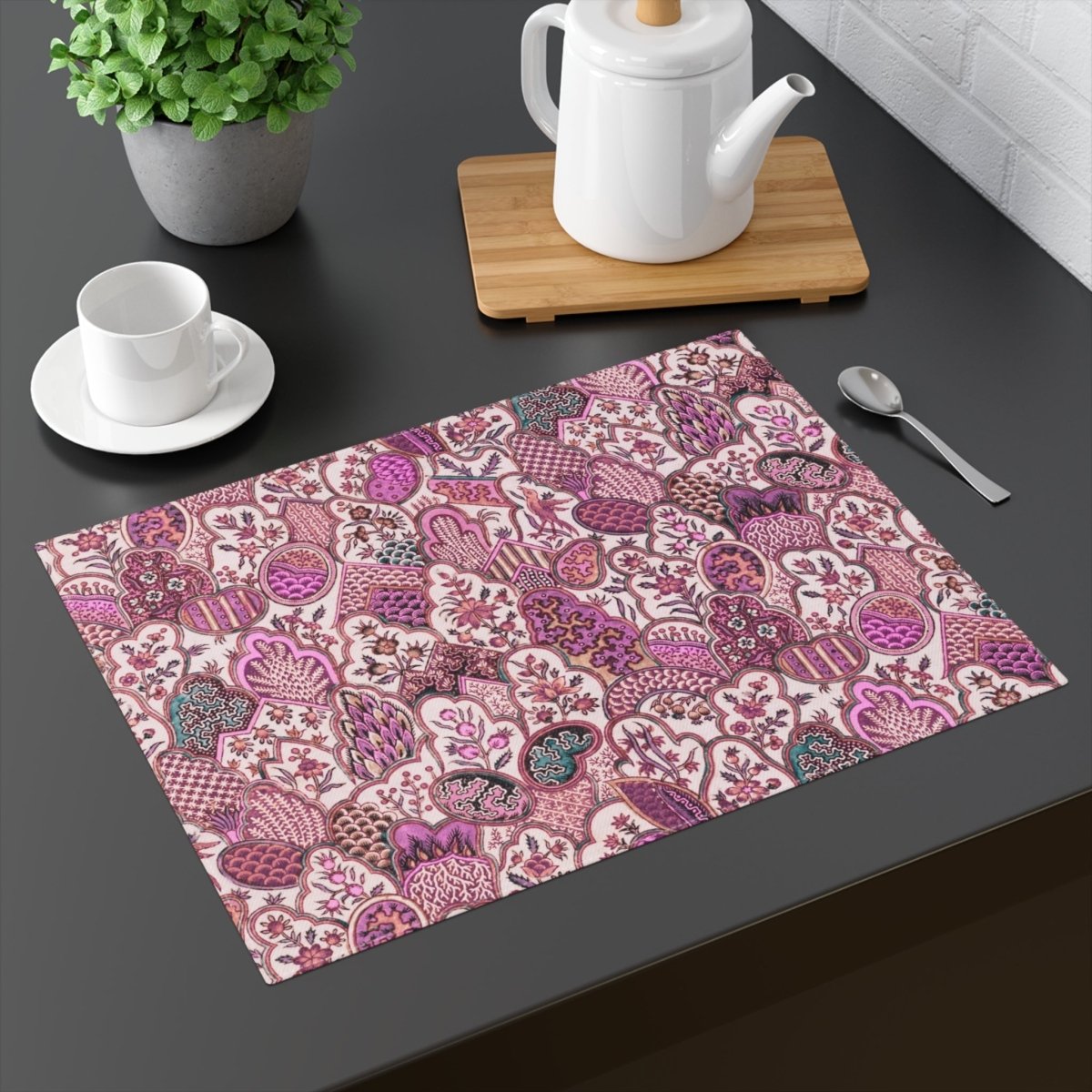 Patchwork Forest in Purple and Pink | Placemat - Cotton Twill Placemat - Piccolo Fiore Prints