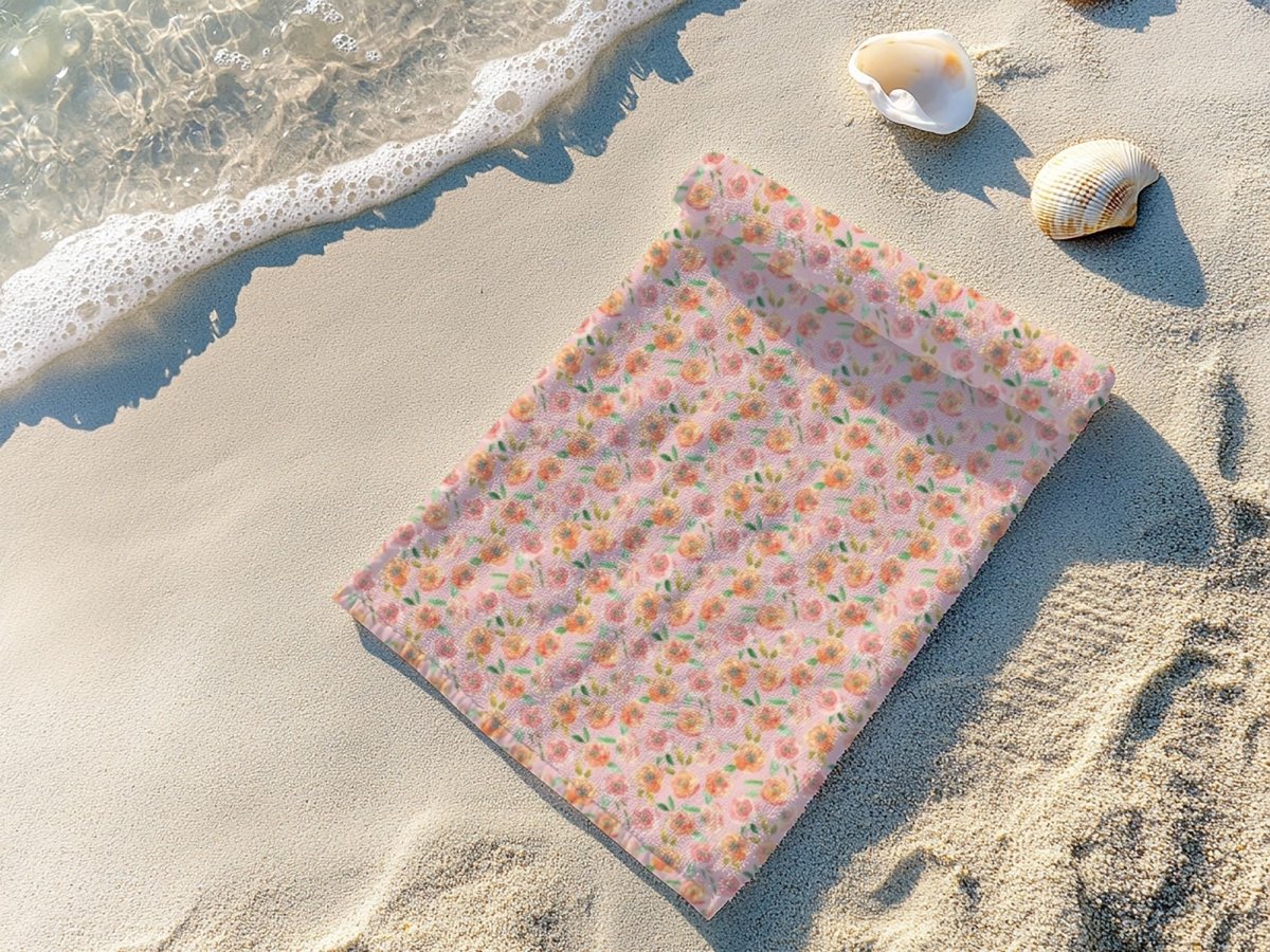 Peach Peony in Pinkish Peach | Beach Towel - Beach Towel - Piccolo Fiore Prints