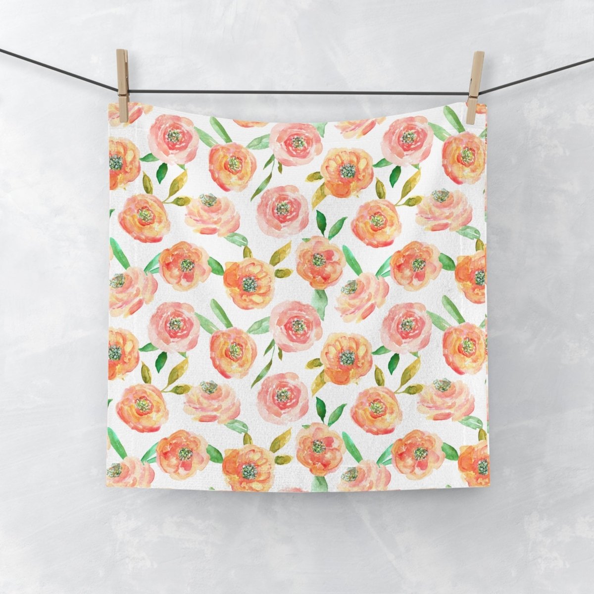 Peach Peony in White | Face Towel - Face Towel - Piccolo Fiore Prints