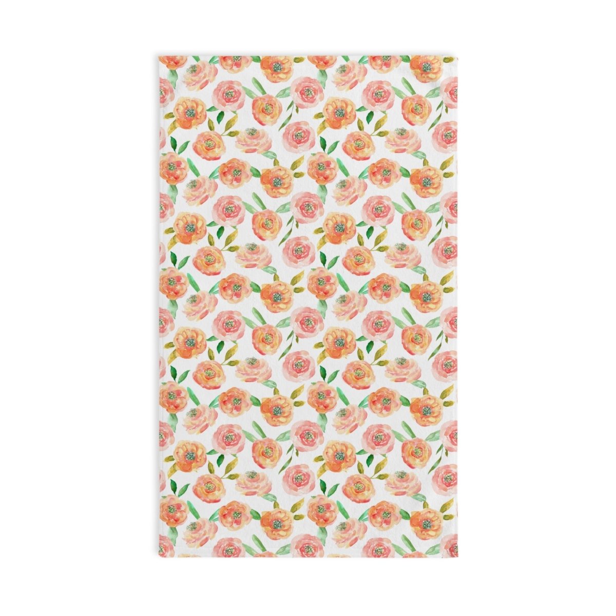 Peach Peony in White | Hand Towel - Hand Towel - Piccolo Fiore Prints