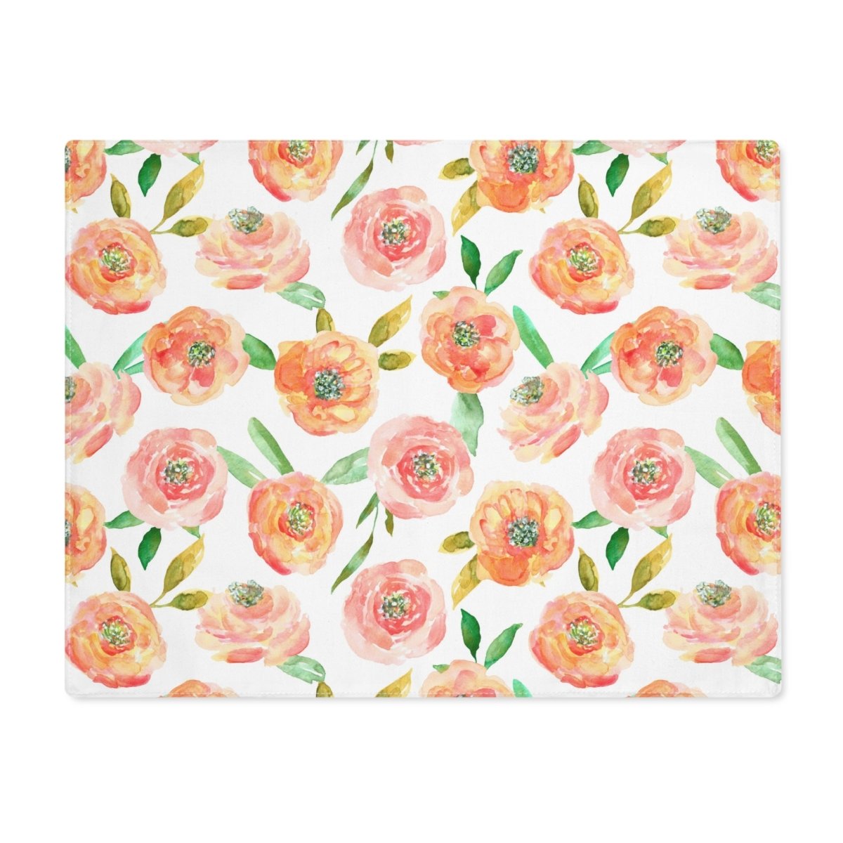 Peach Peony in White | Placemat - Cotton Twill Placemat - Piccolo Fiore Prints