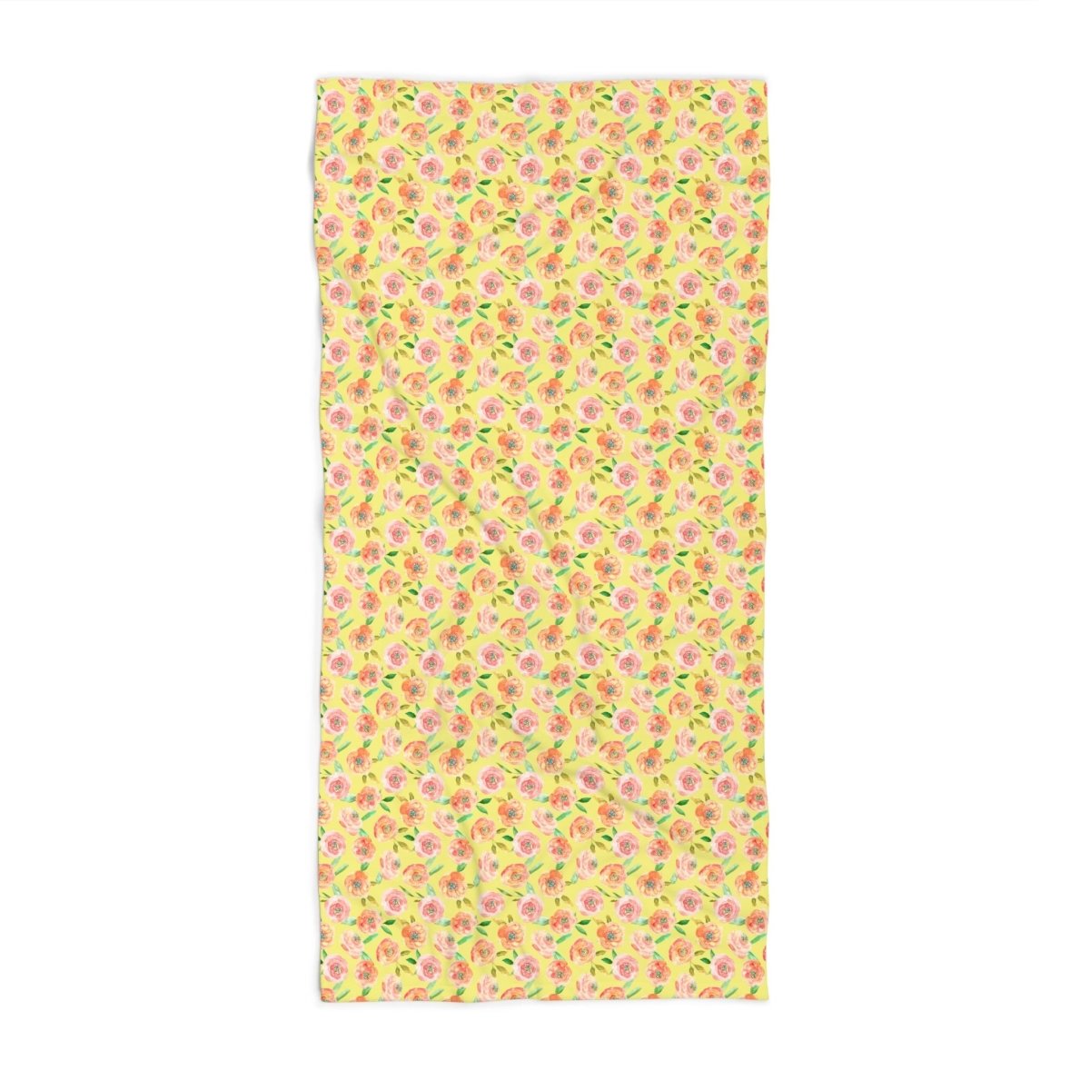 Peach Peony in Yellow | Beach Towel - Beach Towel - Piccolo Fiore Prints