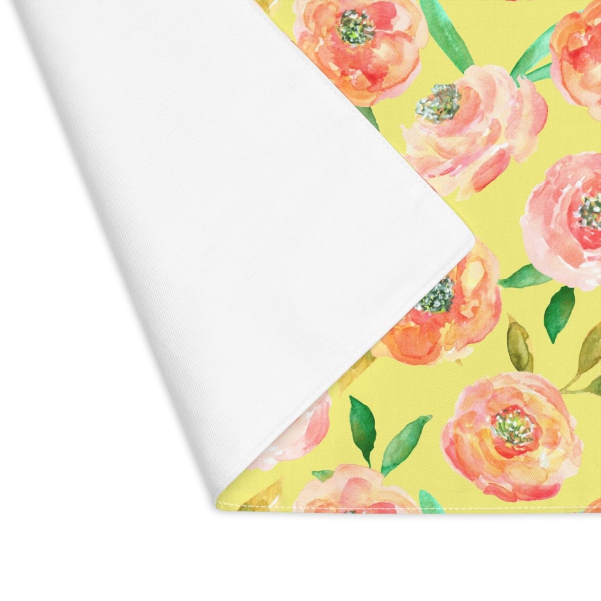 Peach Peony in Yellow | Placemat - Cotton Twill Placemat - Piccolo Fiore Prints