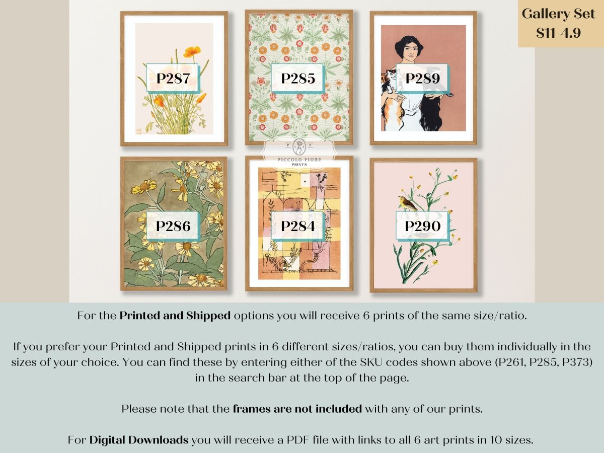 Peach, Pink and Green Eclectic | Gallery Wall Sets | 6 Prints | S11 - 4.9 - Gallery Wall Set - Piccolo Fiore Prints