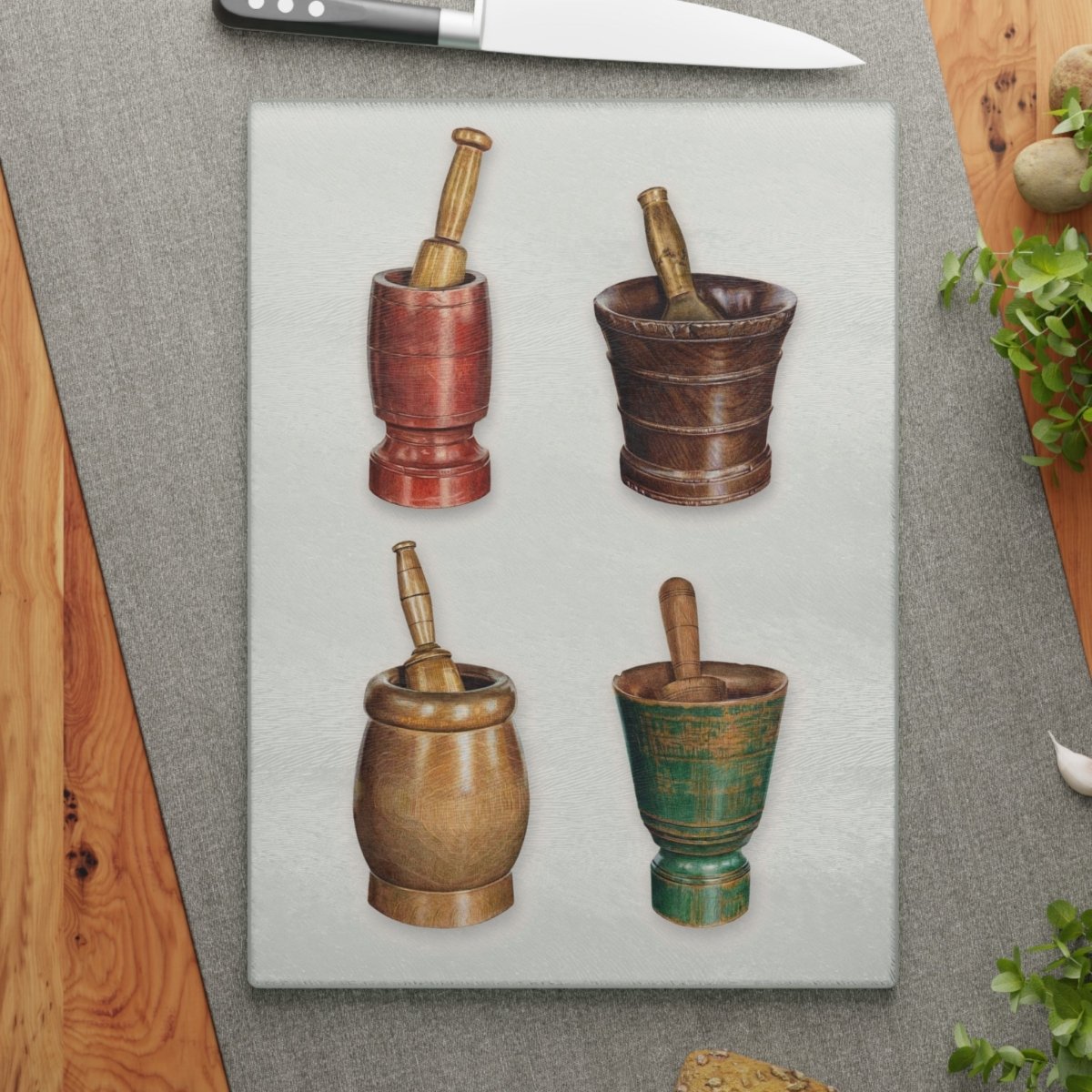 Pestles and Mortars | Glass Chopping Board - Glass Chopping Board - Piccolo Fiore Prints