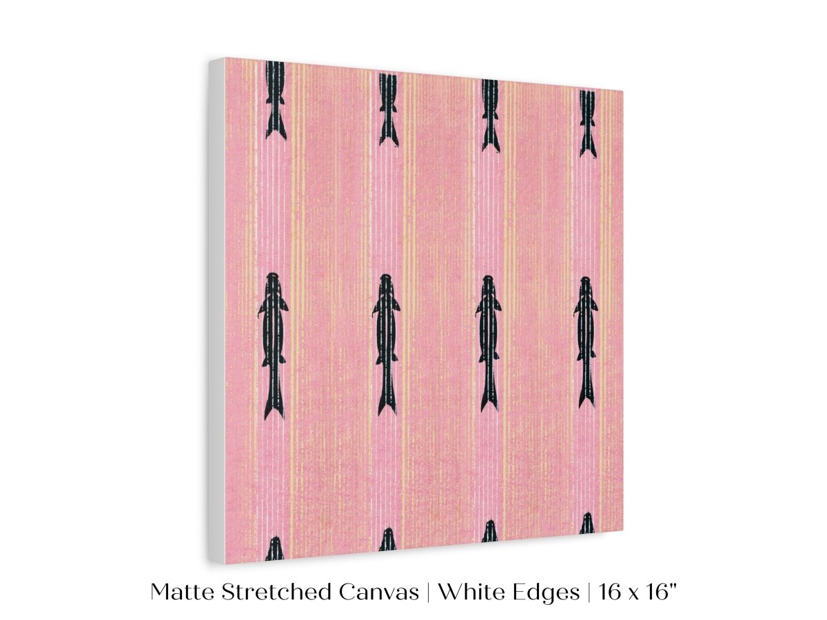 Pink Fish | Vintage Japanese Woodblock | P128 - Single Square Art Prints - Piccolo Fiore Prints