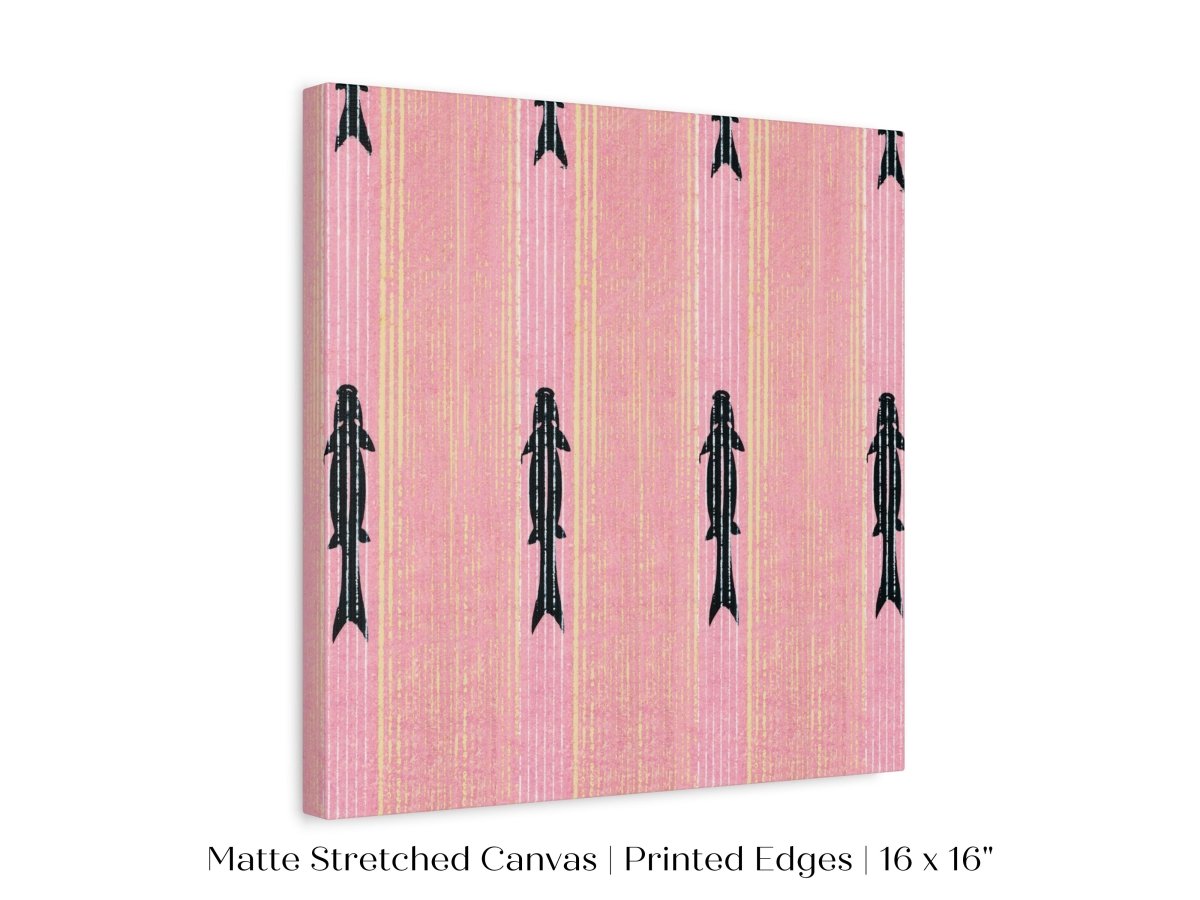Pink Fish | Vintage Japanese Woodblock | P128 - Single Square Art Prints - Piccolo Fiore Prints