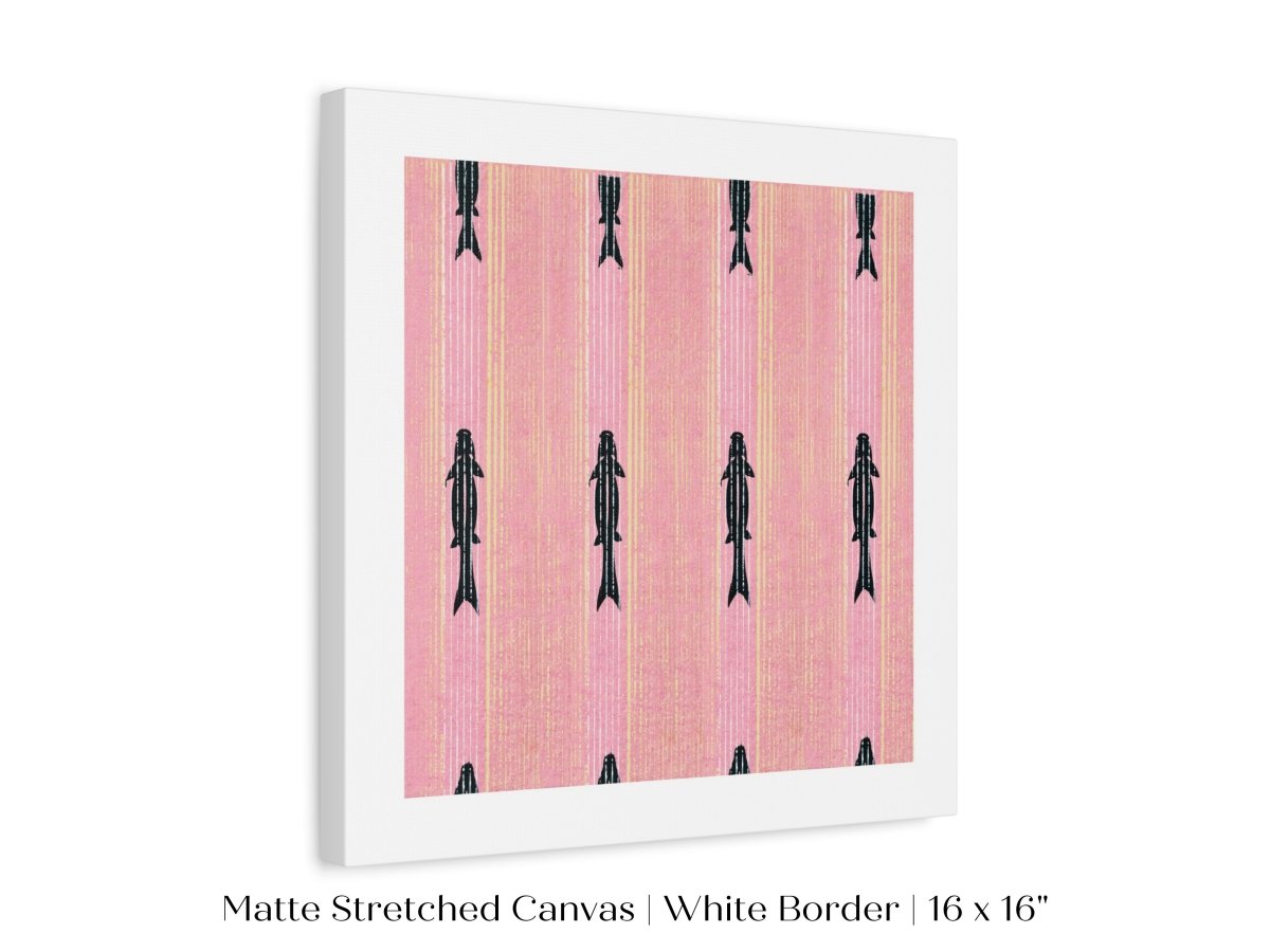Pink Fish | Vintage Japanese Woodblock | P128 - Single Square Art Prints - Piccolo Fiore Prints