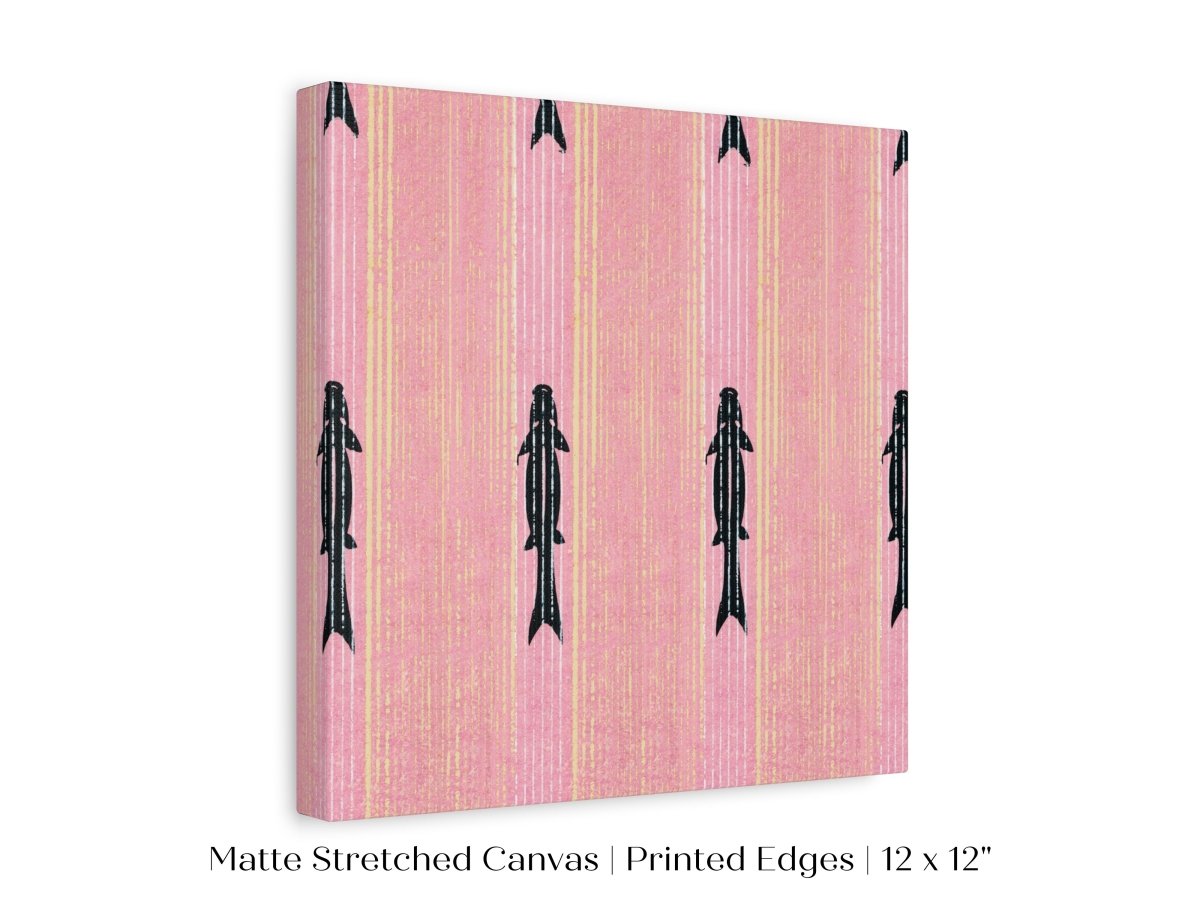 Pink Fish | Vintage Japanese Woodblock | P128 - Single Square Art Prints - Piccolo Fiore Prints