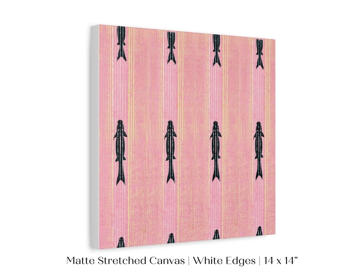 Pink Fish | Vintage Japanese Woodblock | P128 - Single Square Art Prints - Piccolo Fiore Prints