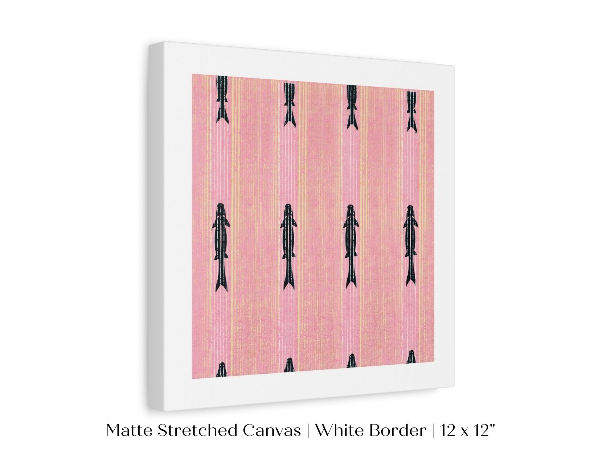 Pink Fish | Vintage Japanese Woodblock | P128 - Single Square Art Prints - Piccolo Fiore Prints