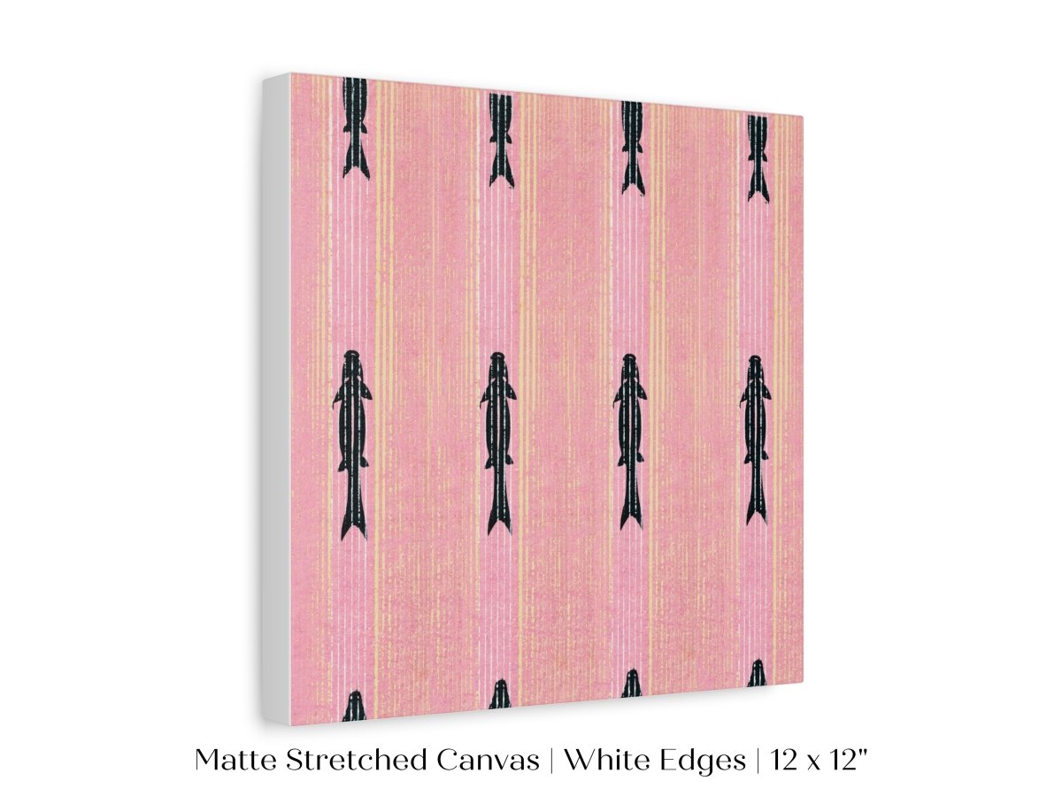 Pink Fish | Vintage Japanese Woodblock | P128 - Single Square Art Prints - Piccolo Fiore Prints