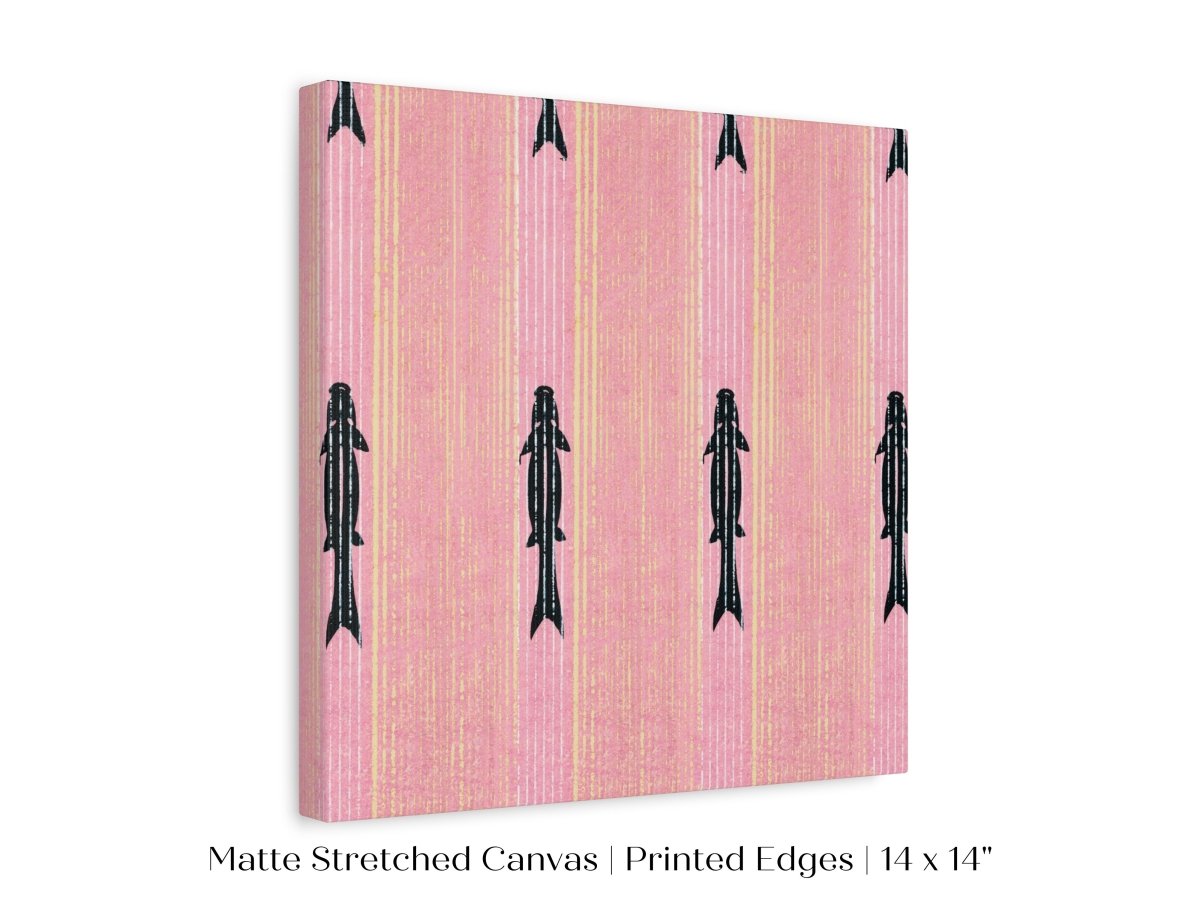 Pink Fish | Vintage Japanese Woodblock | P128 - Single Square Art Prints - Piccolo Fiore Prints