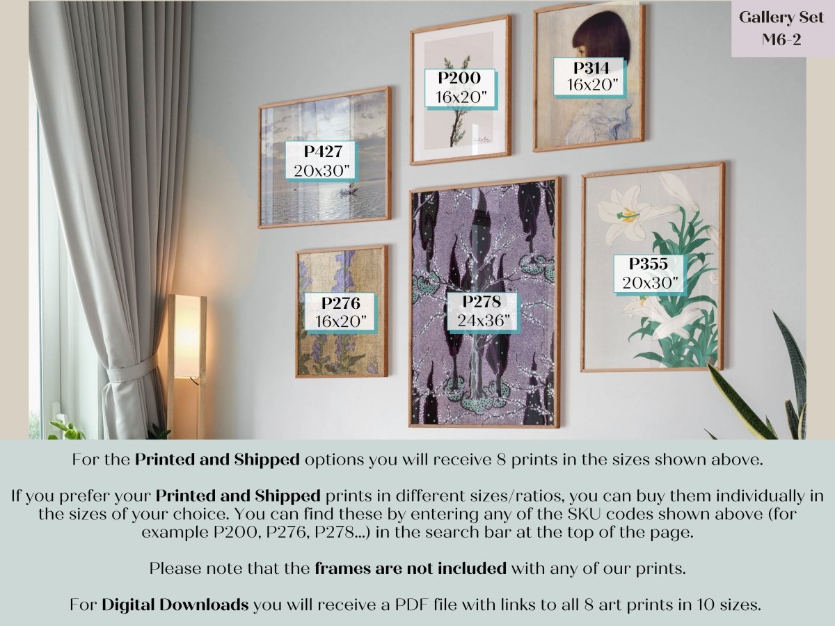 Purple and Grey | Gallery Wall Set | 6 Prints | M6 - 2 - Gallery Wall Set - Piccolo Fiore Prints