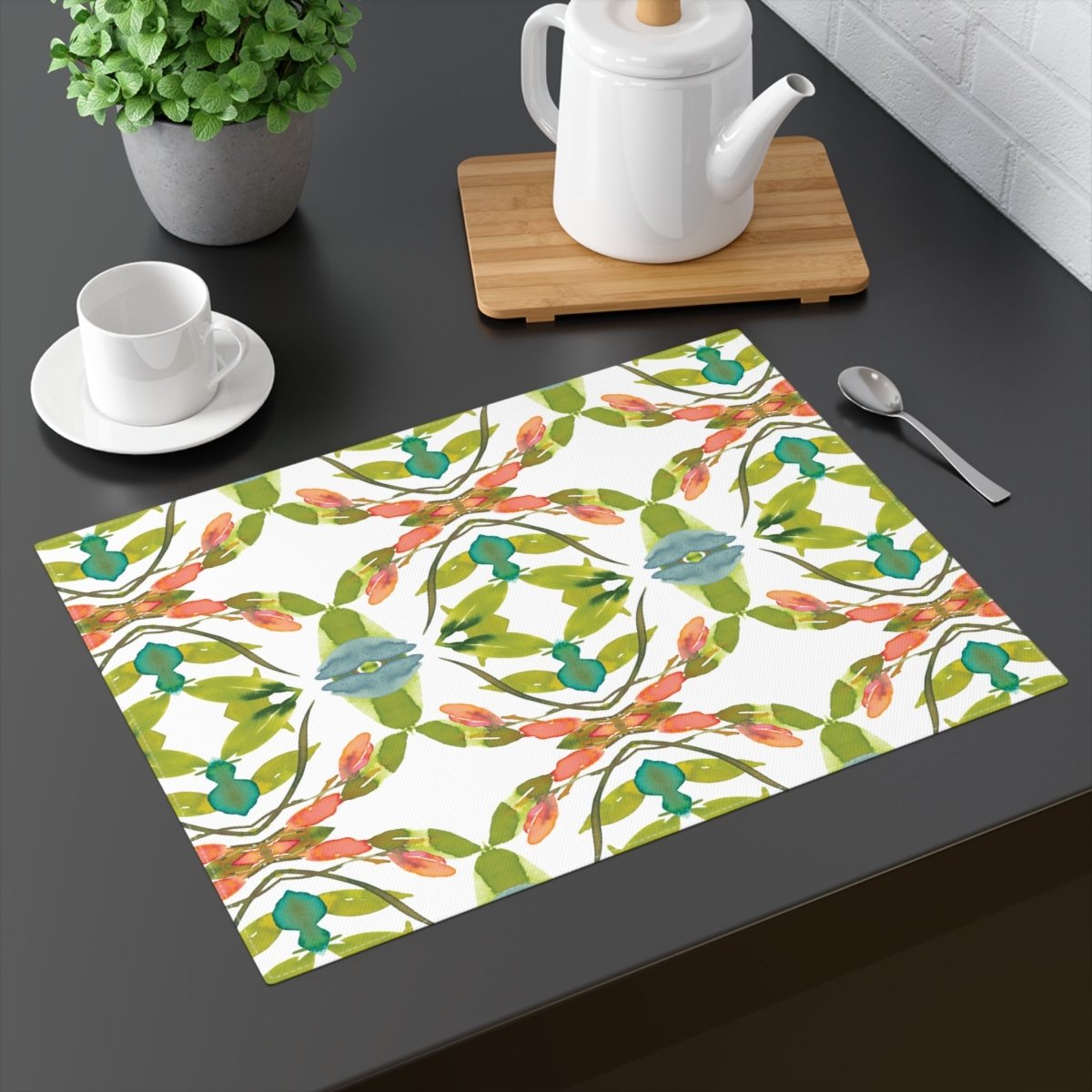 Retro Lime Leaves | Placemat - Cotton Twill Placemat - Piccolo Fiore Prints