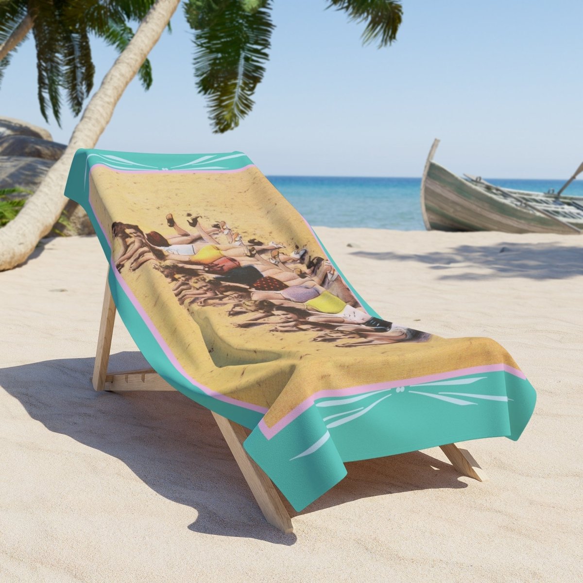 Retro Lounging Ladies at the Beach | Beach Towel - Beach Towel - Piccolo Fiore Prints