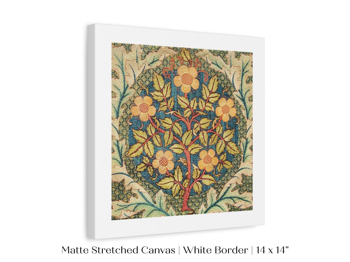 Rose Wreath | Textile Art Print | William Morris | P326 - Single Square Art Prints - Piccolo Fiore Prints