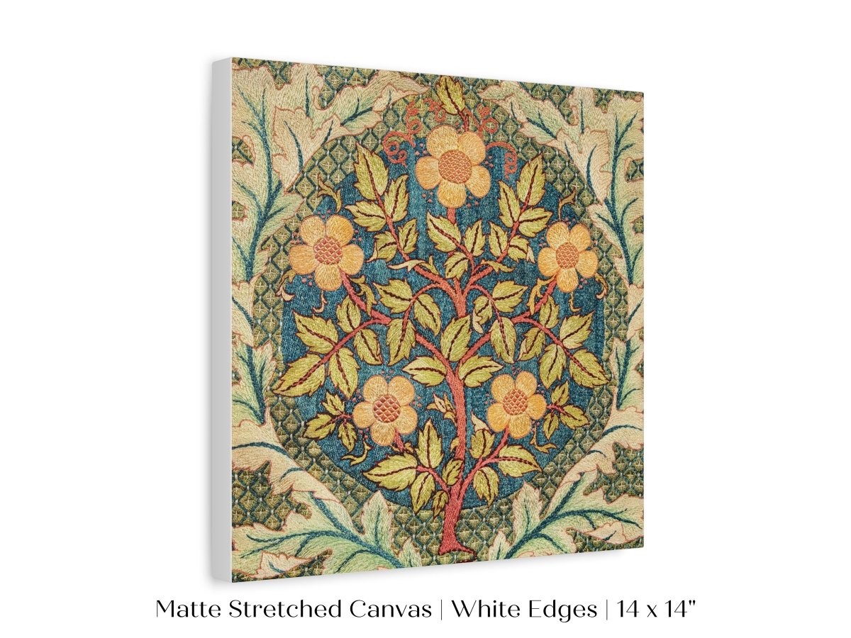 Rose Wreath | Textile Art Print | William Morris | P326 - Single Square Art Prints - Piccolo Fiore Prints