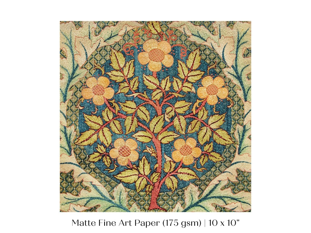 Rose Wreath | Textile Art Print | William Morris | P326 - Single Square Art Prints - Piccolo Fiore Prints