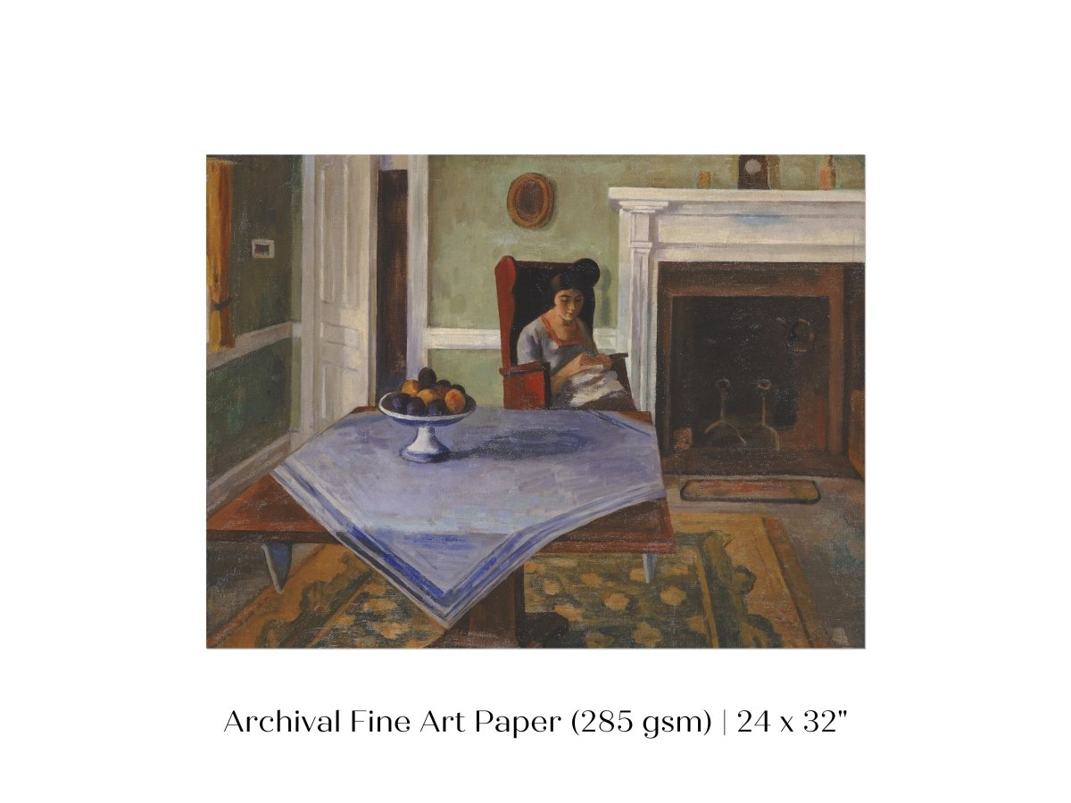 Sewing by the Fireplace | P275 - Single Art Prints - Piccolo Fiore Prints