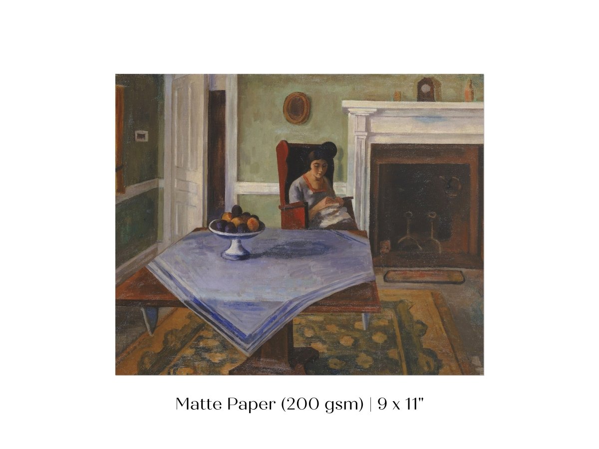 Sewing by the Fireplace | P275 - Single Art Prints - Piccolo Fiore Prints
