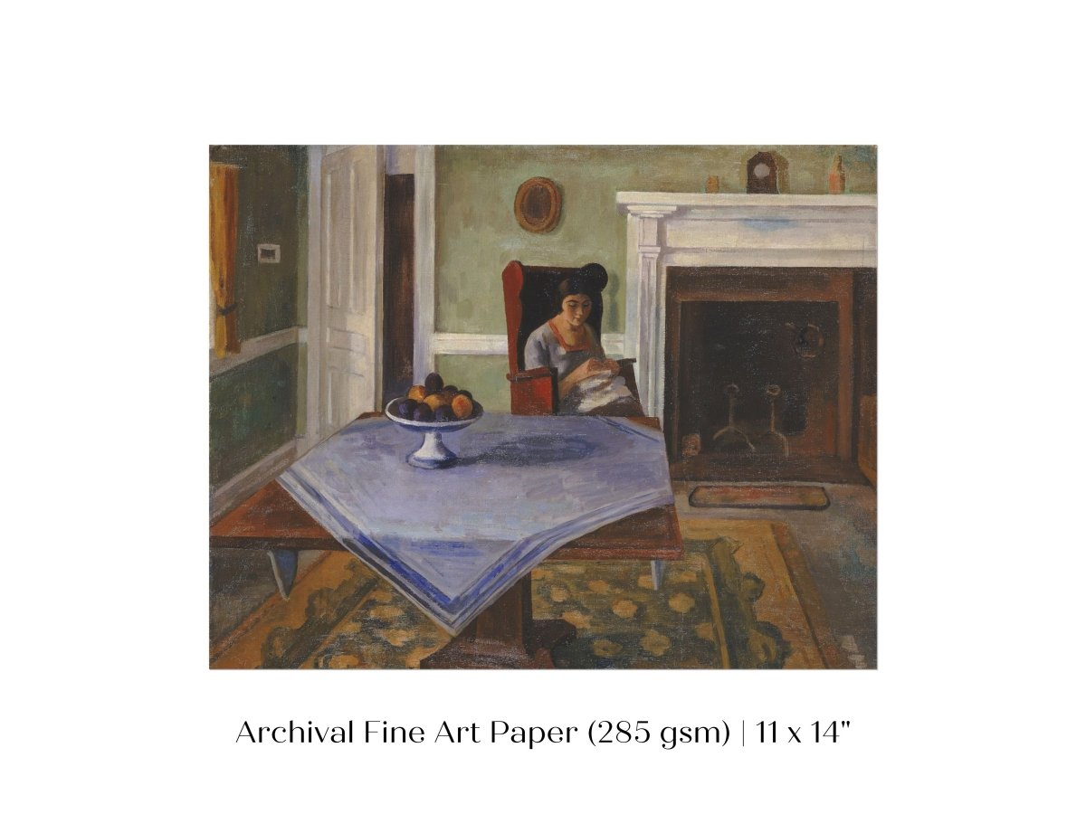 Sewing by the Fireplace | P275 - Single Art Prints - Piccolo Fiore Prints