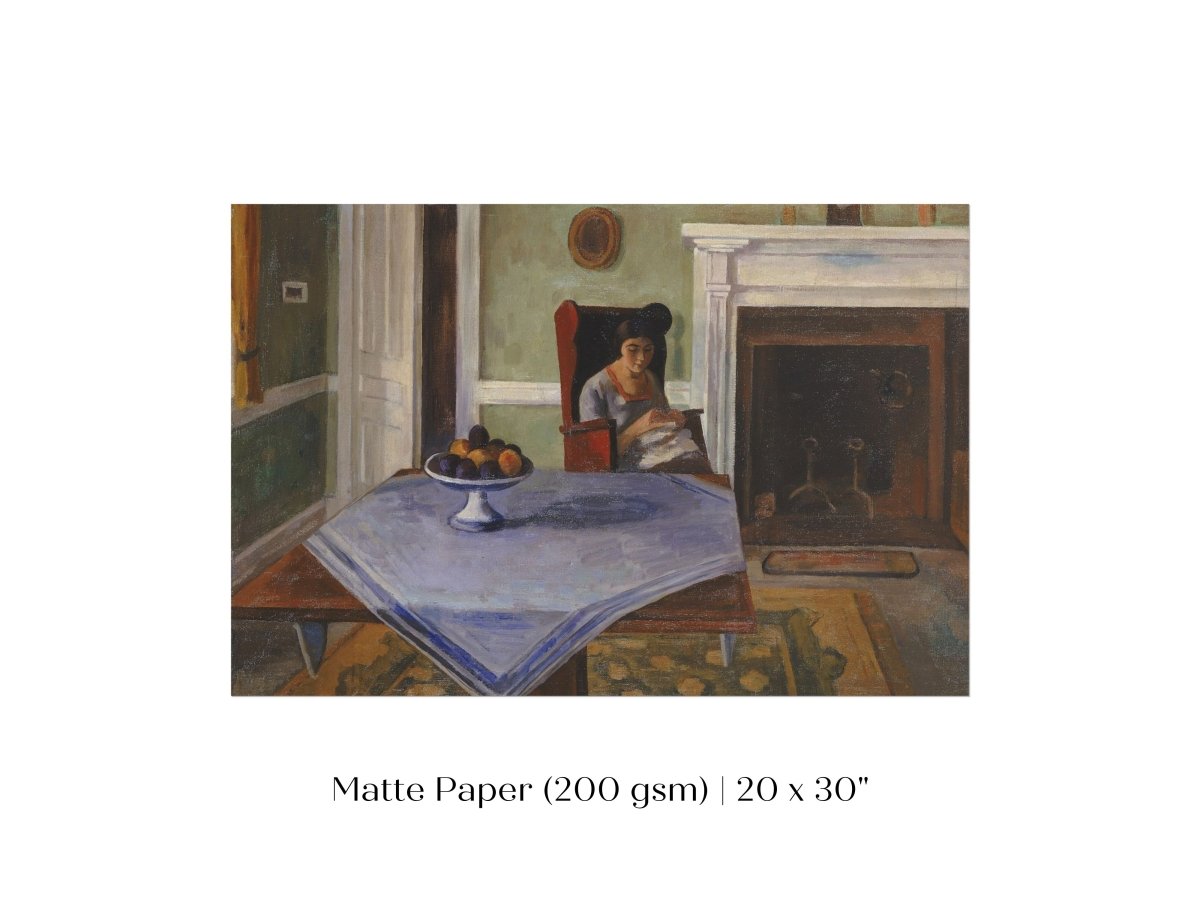 Sewing by the Fireplace | P275 - Single Art Prints - Piccolo Fiore Prints