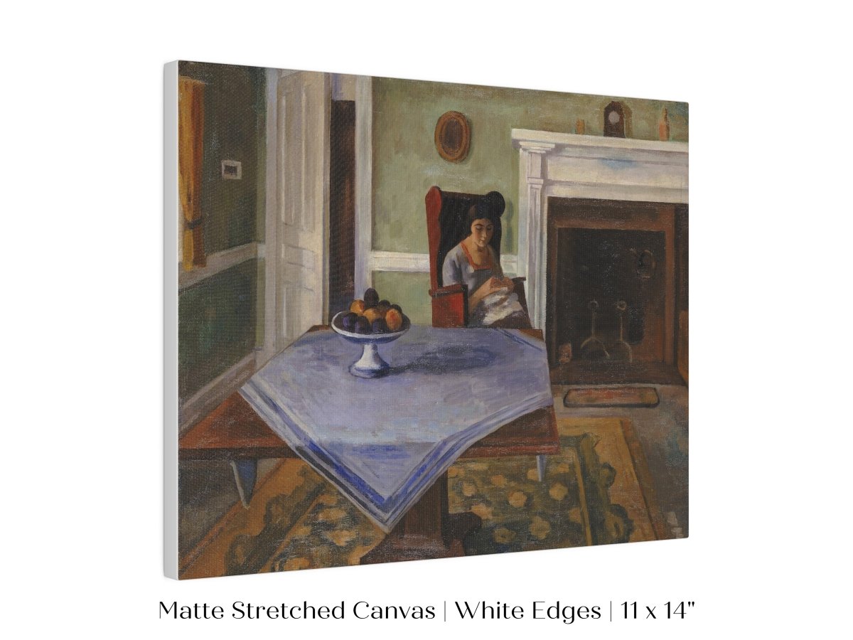 Sewing by the Fireplace | P275 - Single Art Prints - Piccolo Fiore Prints