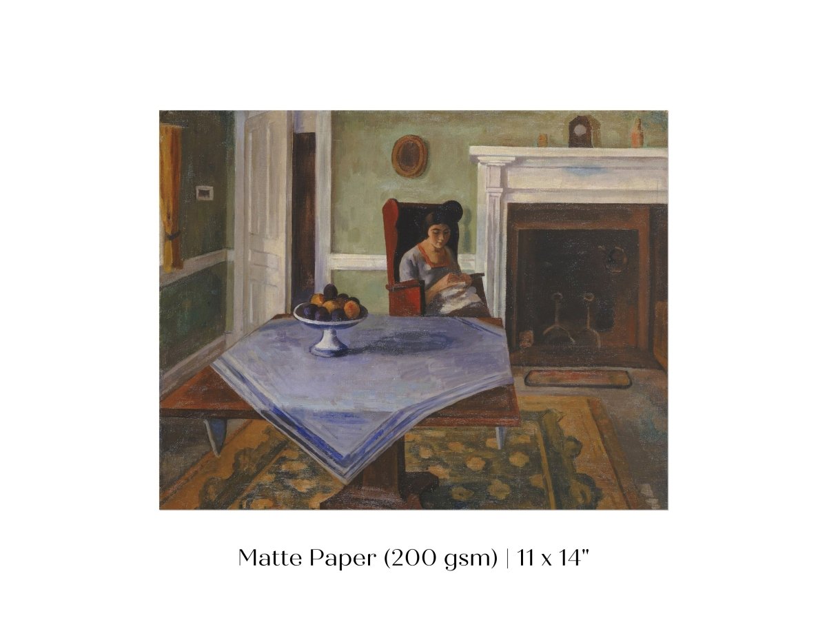 Sewing by the Fireplace | P275 - Single Art Prints - Piccolo Fiore Prints