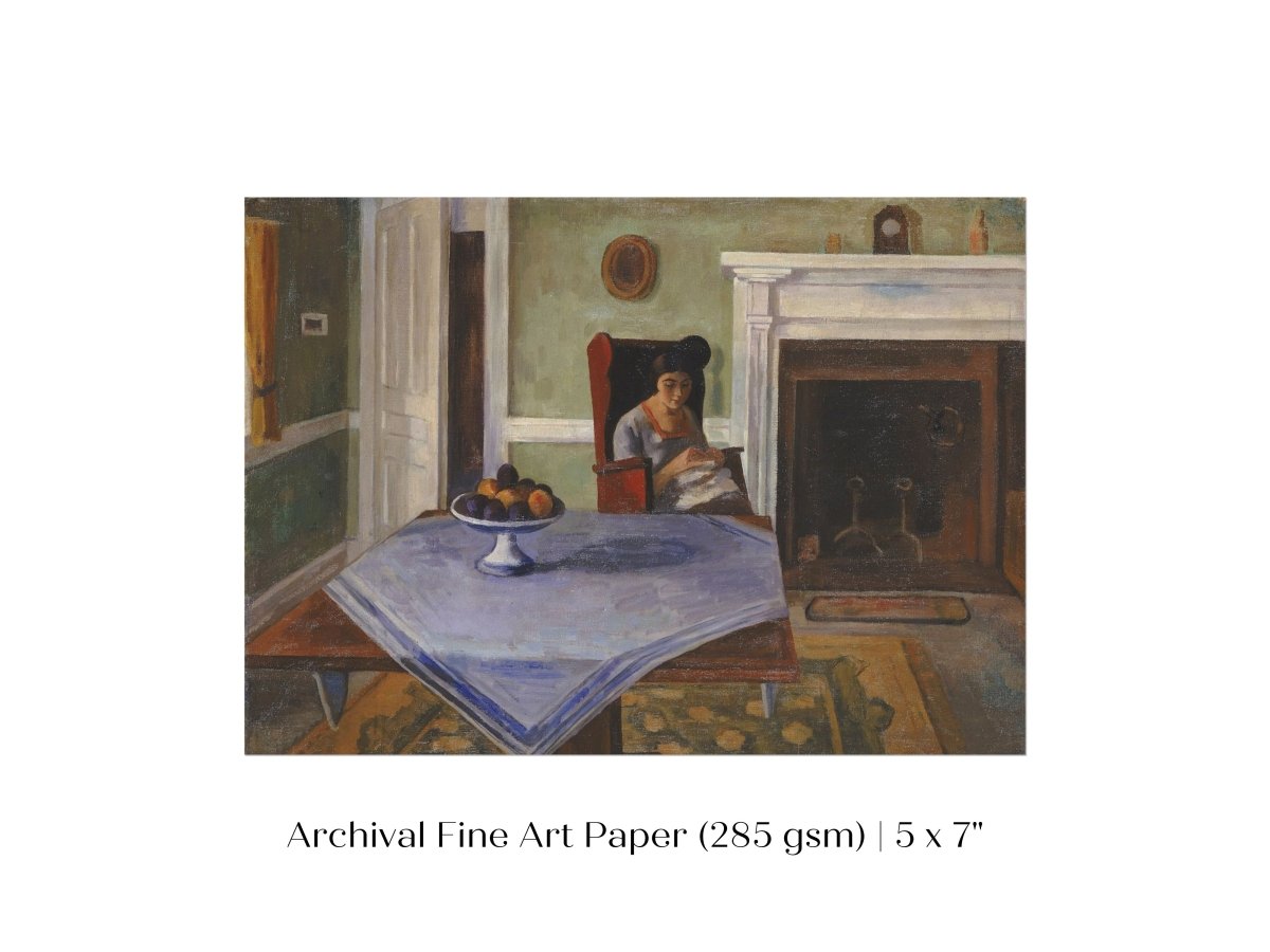 Sewing by the Fireplace | P275 - Single Art Prints - Piccolo Fiore Prints