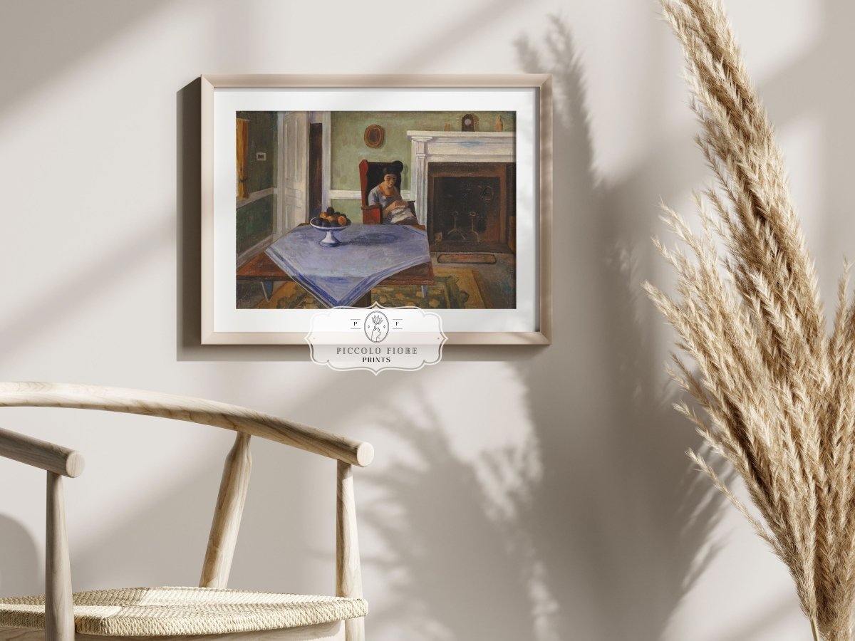 Sewing by the Fireplace | P275 - Single Art Prints - Piccolo Fiore Prints