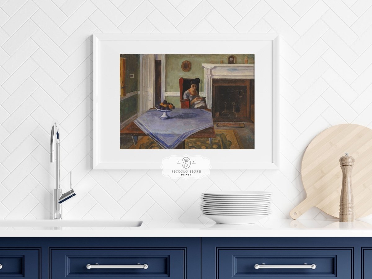 Sewing by the Fireplace | P275 - Single Art Prints - Piccolo Fiore Prints