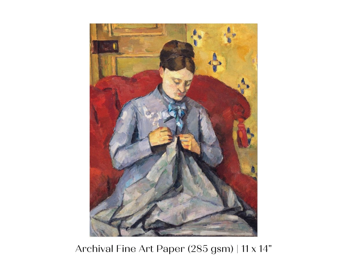 Sewing in a Red Chair | P307 - Single Art Prints - Piccolo Fiore Prints