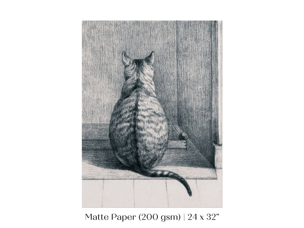 Sitting Cat Sketch | P215 - Single Art Prints - Piccolo Fiore Prints