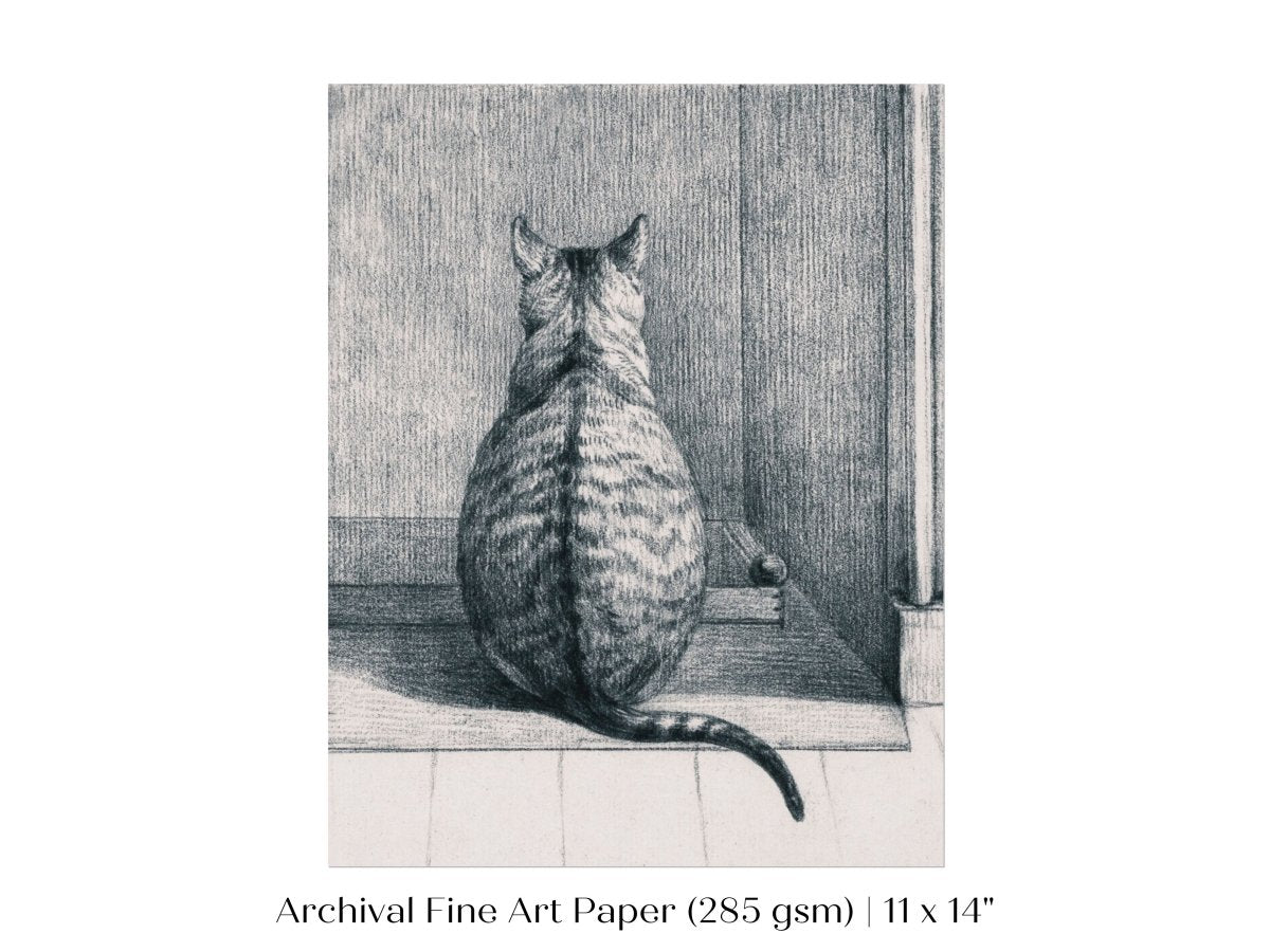 Sitting Cat Sketch | P215 - Single Art Prints - Piccolo Fiore Prints