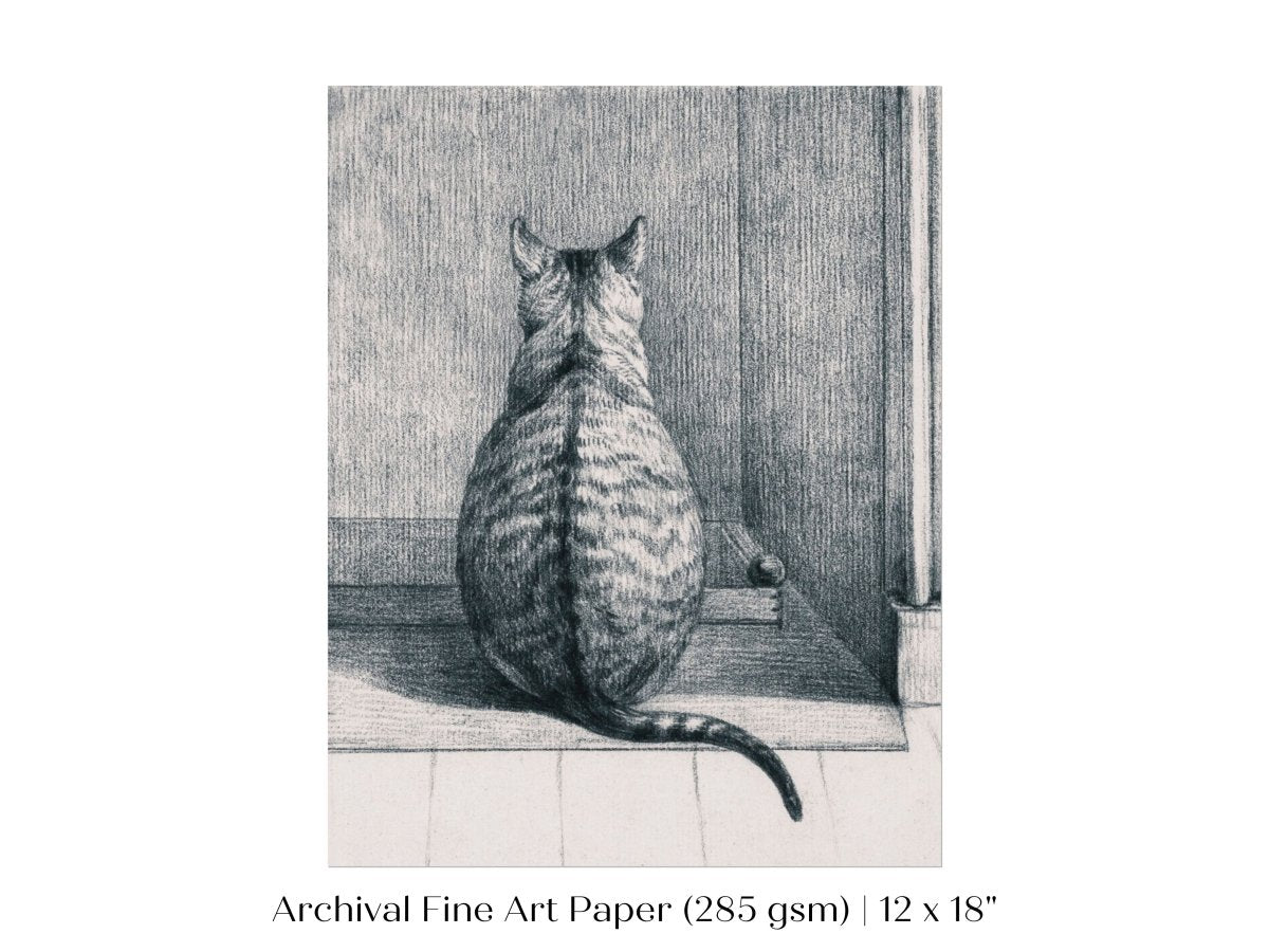 Sitting Cat Sketch | P215 - Single Art Prints - Piccolo Fiore Prints