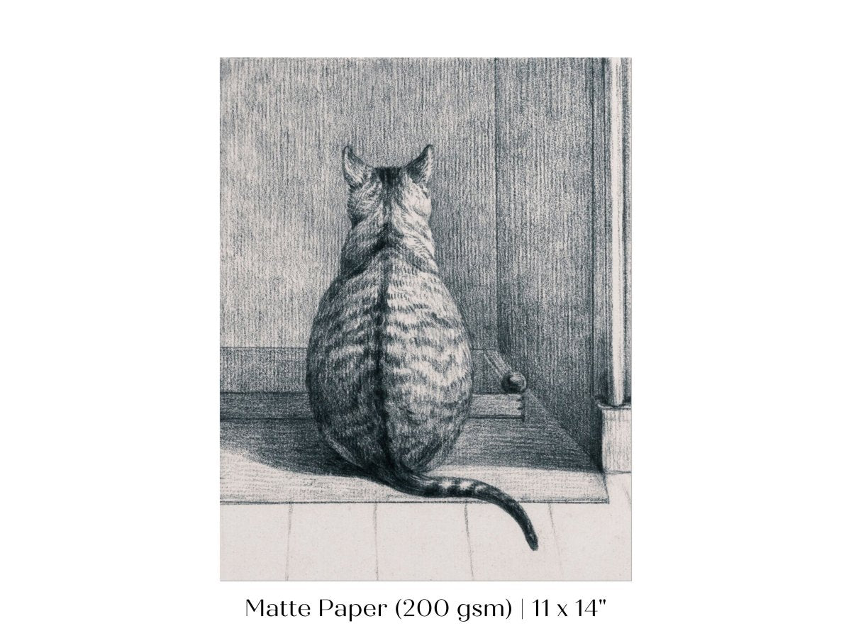Sitting Cat Sketch | P215 - Single Art Prints - Piccolo Fiore Prints
