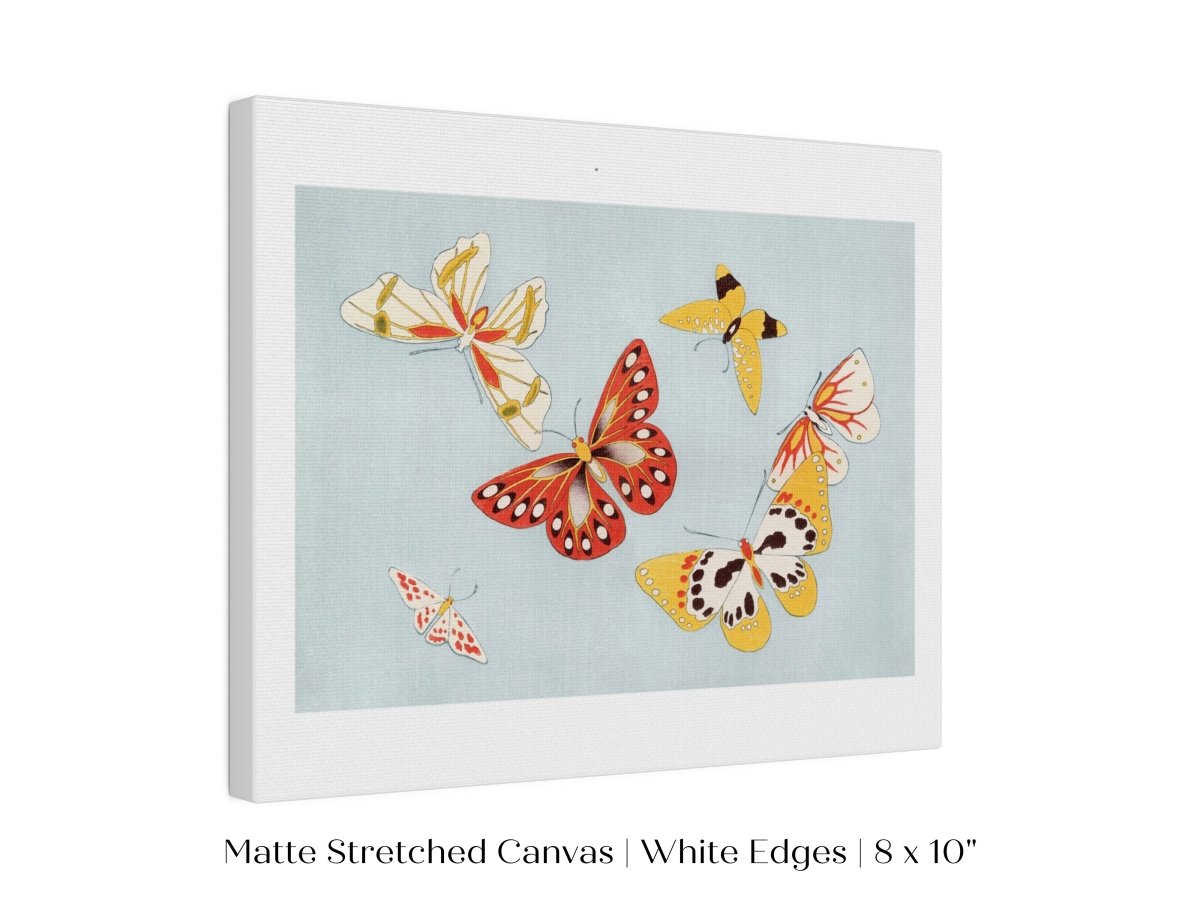 Six Yellow & Red Butterflies | Vintage Japanese Art | P256 - Single Art Prints - Piccolo Fiore Prints