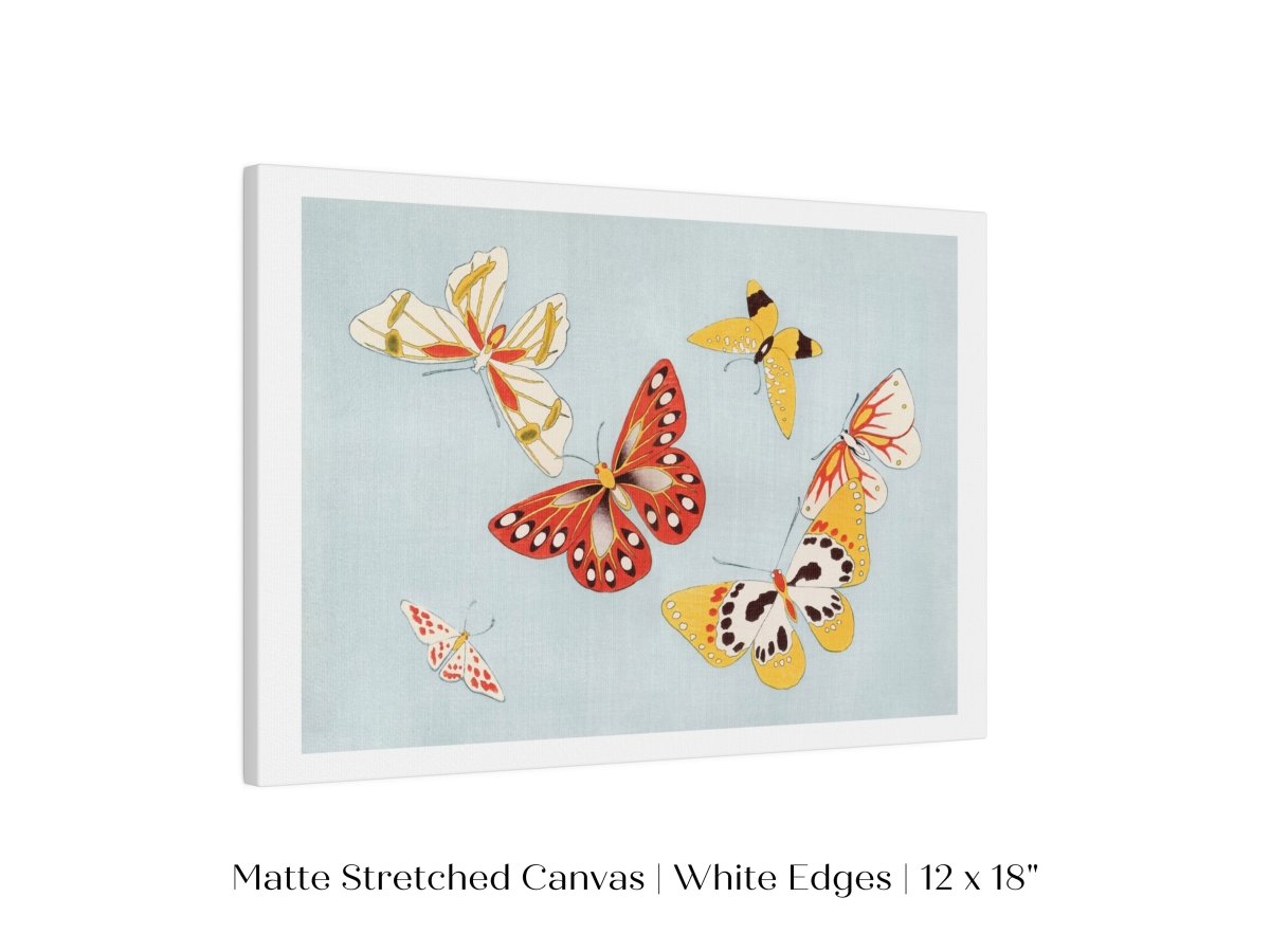 Six Yellow & Red Butterflies | Vintage Japanese Art | P256 - Single Art Prints - Piccolo Fiore Prints