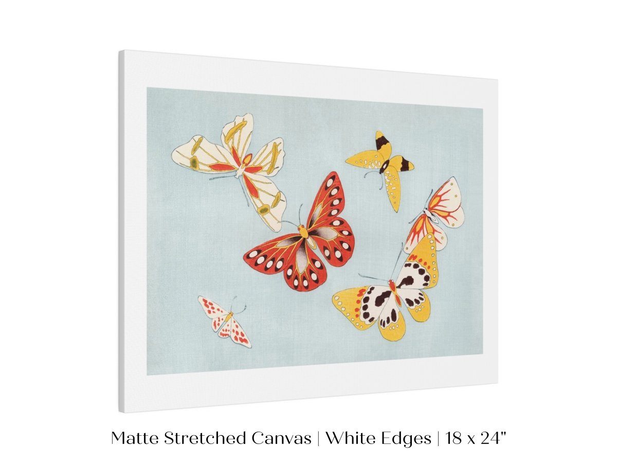 Six Yellow & Red Butterflies | Vintage Japanese Art | P256 - Single Art Prints - Piccolo Fiore Prints