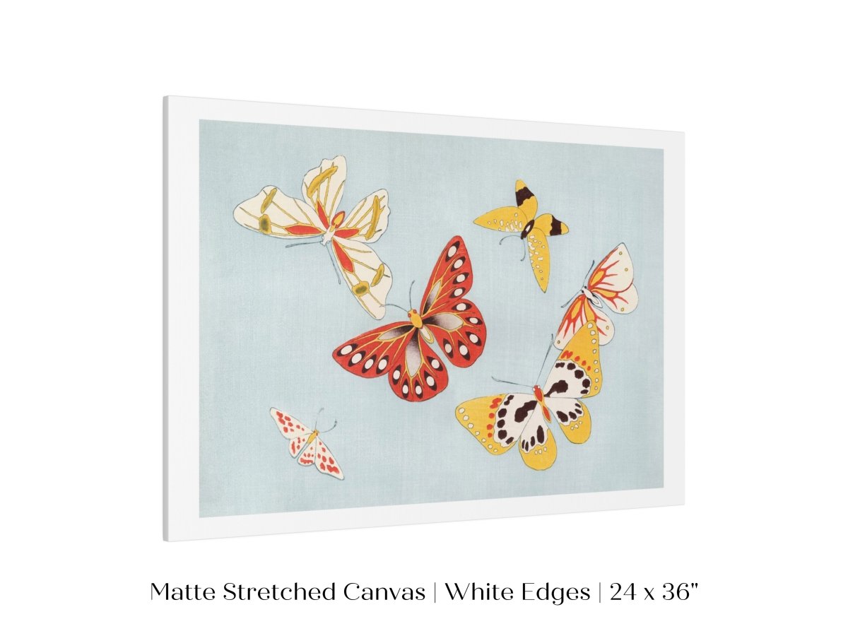 Six Yellow & Red Butterflies | Vintage Japanese Art | P256 - Single Art Prints - Piccolo Fiore Prints