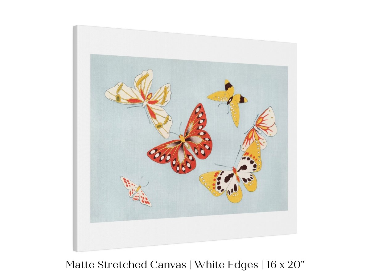 Six Yellow & Red Butterflies | Vintage Japanese Art | P256 - Single Art Prints - Piccolo Fiore Prints