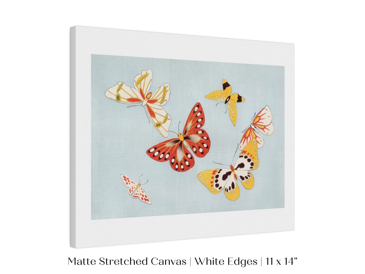 Six Yellow & Red Butterflies | Vintage Japanese Art | P256 - Single Art Prints - Piccolo Fiore Prints