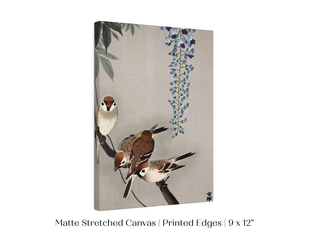 Sparrows and Wisteria | Vintage Japanese Art | P203 - Single Art Prints - Piccolo Fiore Prints
