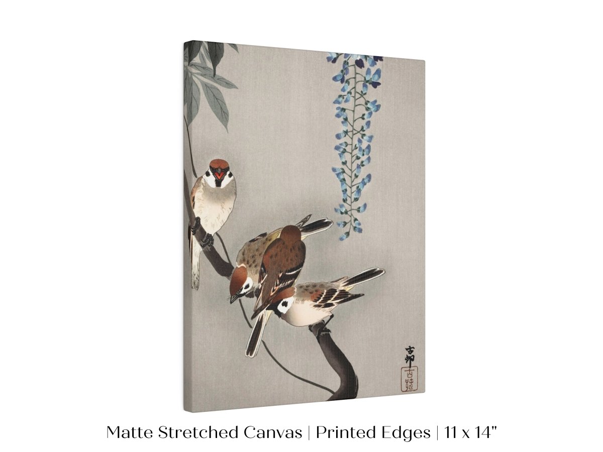 Sparrows and Wisteria | Vintage Japanese Art | P203 - Single Art Prints - Piccolo Fiore Prints