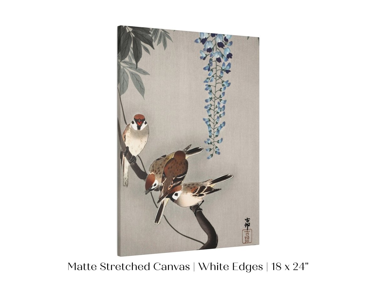 Sparrows and Wisteria | Vintage Japanese Art | P203 - Single Art Prints - Piccolo Fiore Prints