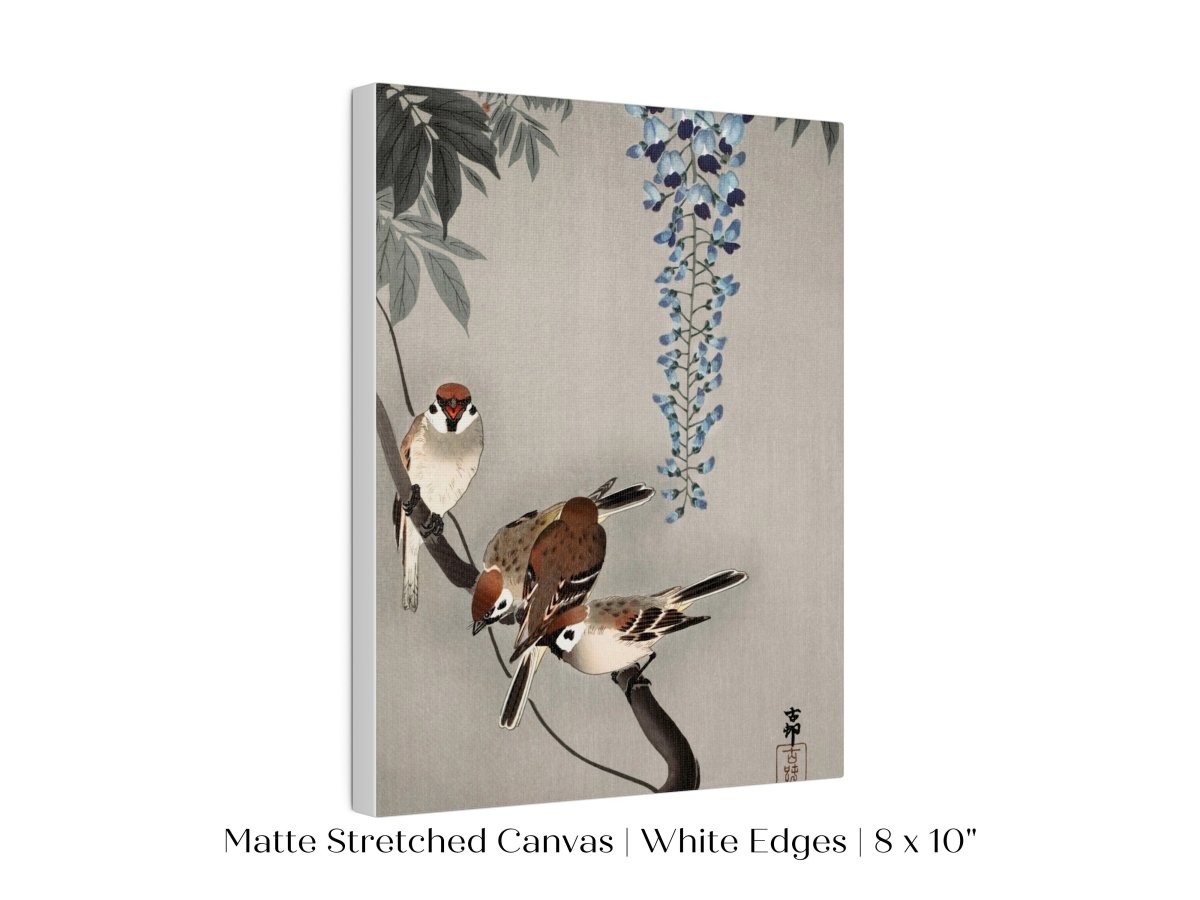 Sparrows and Wisteria | Vintage Japanese Art | P203 - Single Art Prints - Piccolo Fiore Prints