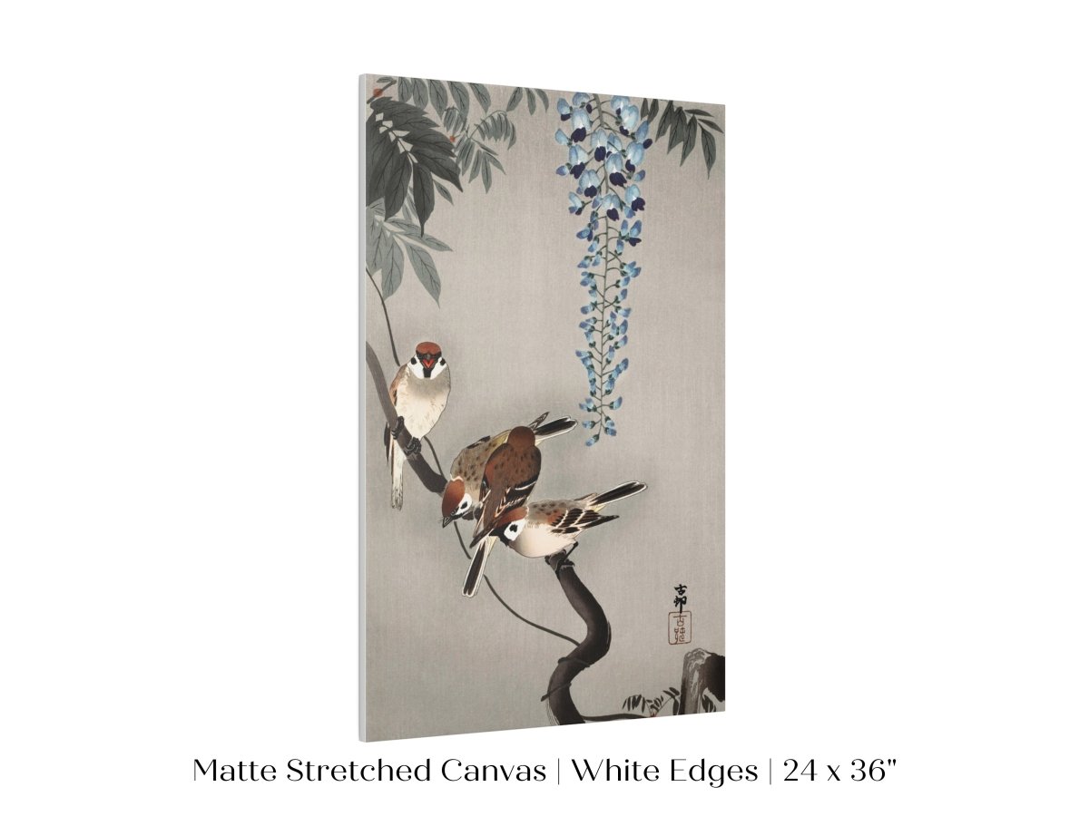 Sparrows and Wisteria | Vintage Japanese Art | P203 - Single Art Prints - Piccolo Fiore Prints