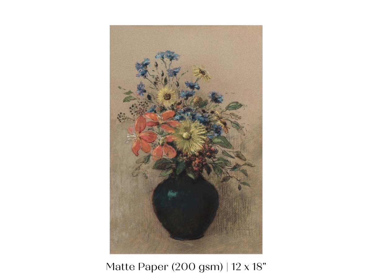 Still Life with a Black Vase of Flowers | P382 - Single Art Prints - Piccolo Fiore Prints